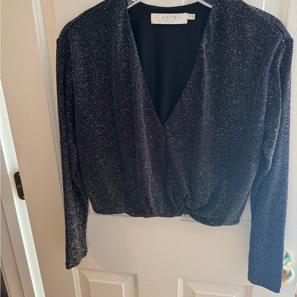 Astr Shimmering Black Blouse